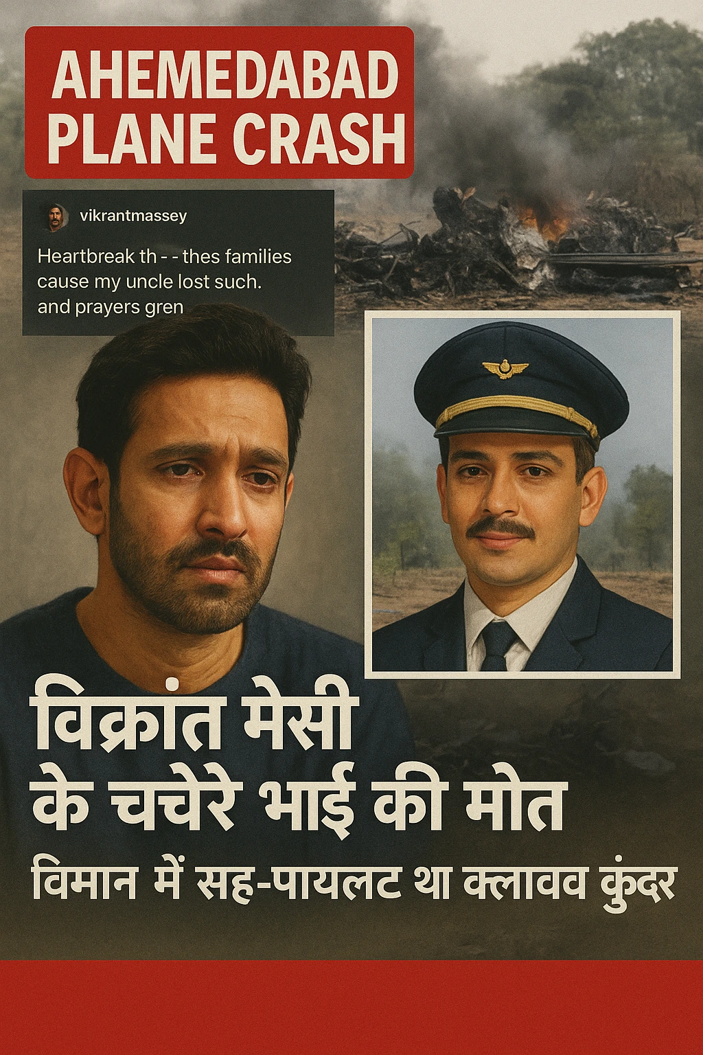 विक्रांत मैसी (Vikrant massey) के चचेरे भाई क्लाइव कुंदर (CLIVE KUNDRA) की अहमदाबाद विमान हादसे में मौत