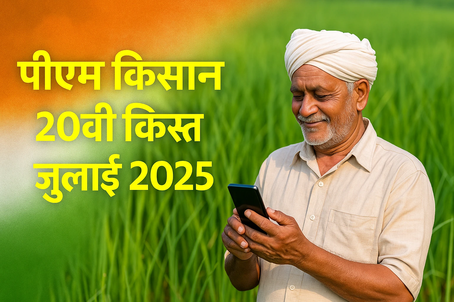 Indian farmer using smartphone - पीएम किसान 20वीं किस्त